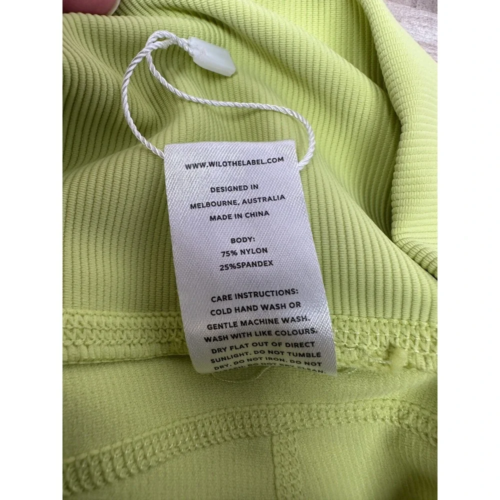 Wilo The Label Anthropologie Ribbed Lime Green Capri Ruched Leggings Size XSmall - Picture 5 of 9